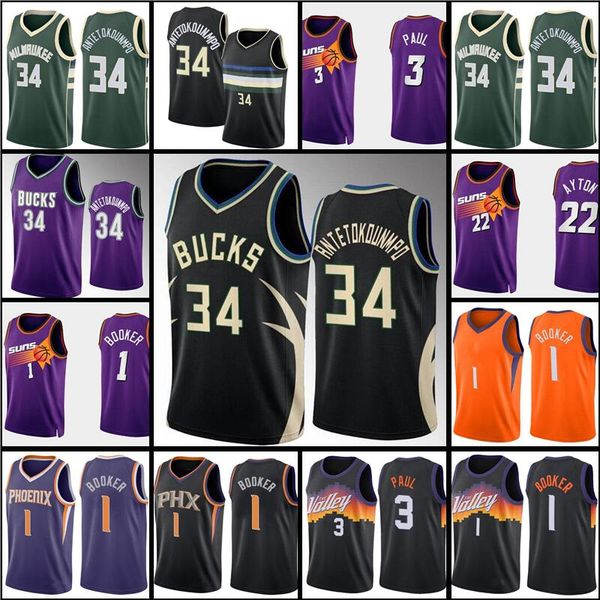 

college basketball wears 1 3 devin booker chris paul basketball deandre ayton jerseys phoenixs jersey sun milwauk buck jerseys giannis 34 an, Black