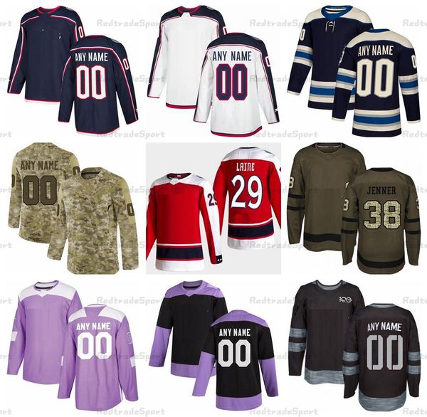 

customize 2021 reverse retro hockey jerseys 29 patrik laine jakub voracek max domi joonas korpisalo zach werenski gustav nyquist boone jenne, Black;red