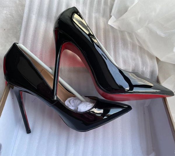 

classics women high heel shoes brand pumps red shiny bottoms 8cm 10cm 12cm designer black nude pointed toe wedding shoes 34-44 no box