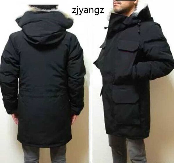 

winter down coat real wolf hair hooded men's fashion style outdoor jacket windproof and waterproof zipper thick warm jackets, Black