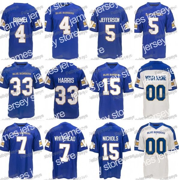 

football jerseys 2019 winnipeg blue bombers 4 adam bighill 33 andrew harris 5 willie jefferson 15 matt nichols 7 lucky whitehead jersey, Black;red