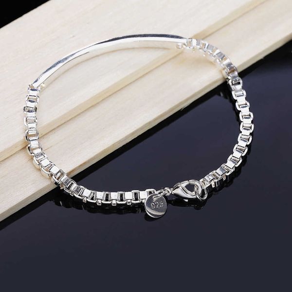 

beaded strands fine korean fashion 925 sterling silver classic strip lattice bracelet for woman man wedding party noble gifts fashion jewelr, Black