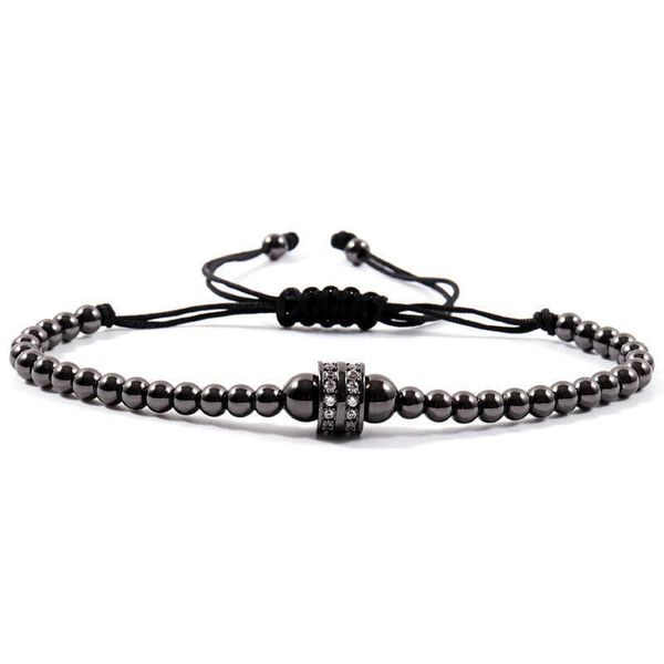 

beaded strands 2022 new classic tube charm bracelet men pave cz adjustable handmade weave bead bracelet for men jewelry gift l221012, Black
