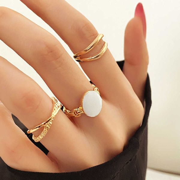 

cluster rings kisswife 3pcs simple gold color silver color metal rings set for women cross resin open adjustable ring new fashion jewelry 20, Golden;silver