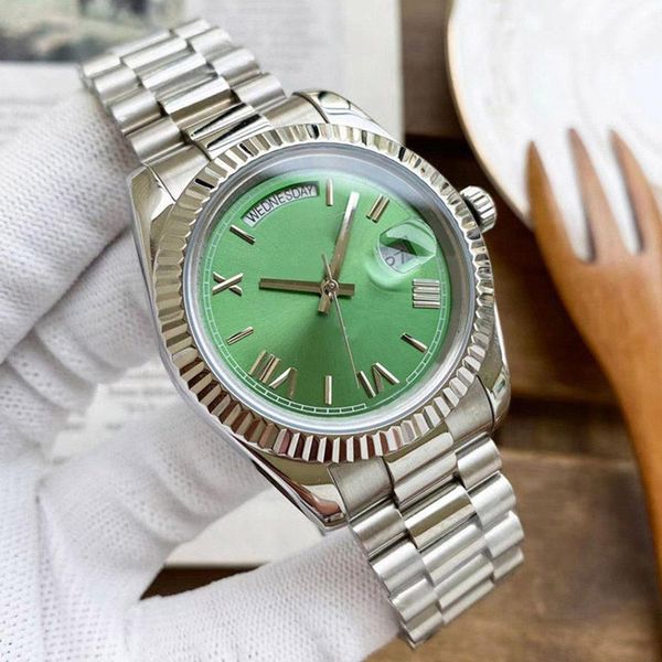 

classic mens wristwatches designer automatic mechanical movement watch gold wristwatch 41mm steel strap life waterproof gift watches for men, Slivery;brown