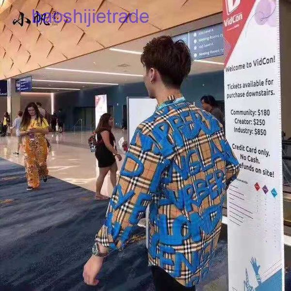 

designer casual men shirts brand burbely online shop spring/summer 2022 couple style long sleeve shirt plaid b, White;black