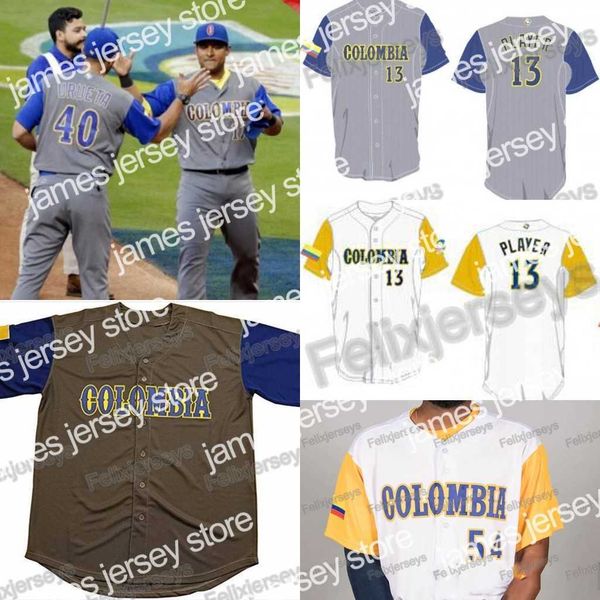 

baseball jerseys colombia 2017 world baseball classic gio urshela julio teheran charlie mirabal mauricio ramos adrian sanchez custom basebal, Blue;black