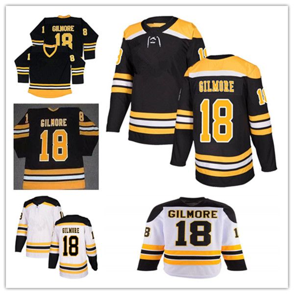 

men vintage boston 18 happy gilmore hockey jersey stitched number name logo black white alternates women youth, Black;red