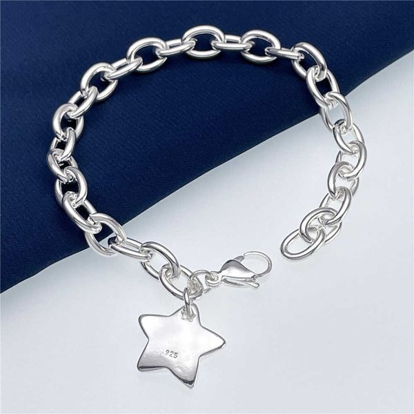 

beaded strands 925 stamp silver pretty star pendant bracelets for women fashion designer jewelry party wedding christmas gifts l221012, Black