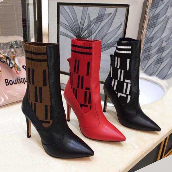

women designer boots ankle boot sock boots women shoes black martin booties stretch high heel flat sock sneaker winter and 1-2