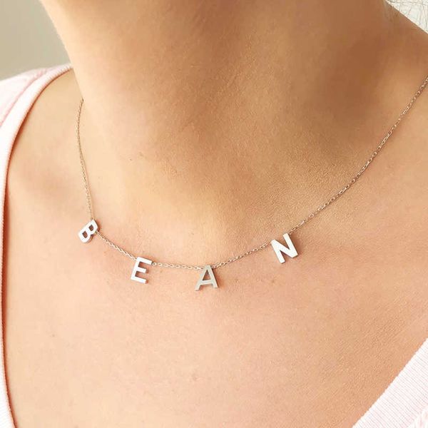 

pendant necklaces personalized 1-8 letters women bet jewelry customized stainless steel name birthday gift for her l221011, Silver