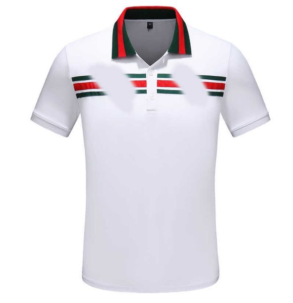 

2022 designer stripe polo shirt t shirts snake polos bee floral mens high street fashion horse polo luxury t-shirt#8820, White;black