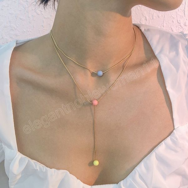 

simple long imitation pearls back pendant necklace for women tassel pearl chain jewelry mujer, Silver