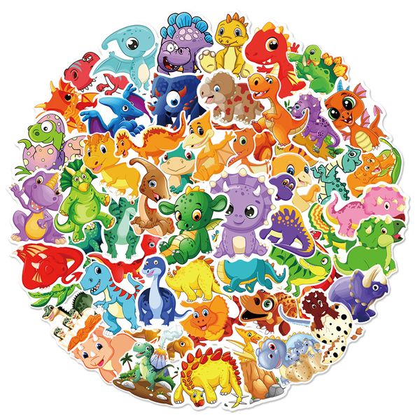 

60pcs dinosaur stickers cute waterproof cartoon sticker for kids for stationery luggage teaching rewards l50-318
