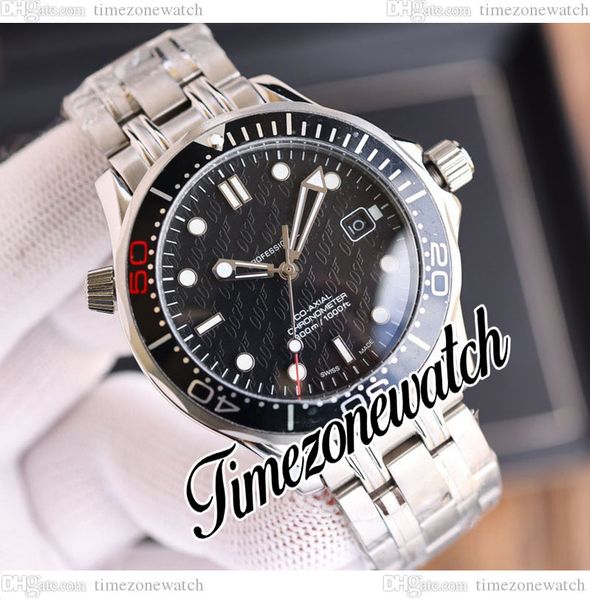 

41mm dive 300m 50th automatic mens watch 212.30.41.20.01.005 black 007 texture dial stainless steel bracelet gents new watches twom timezone, Slivery;brown
