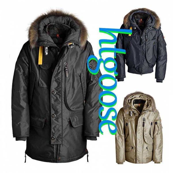 

men outerwear coats winter outdoor leisure sports down jacket white duck windproof parker long leather collar cap warm real wolf fur stylish, Black