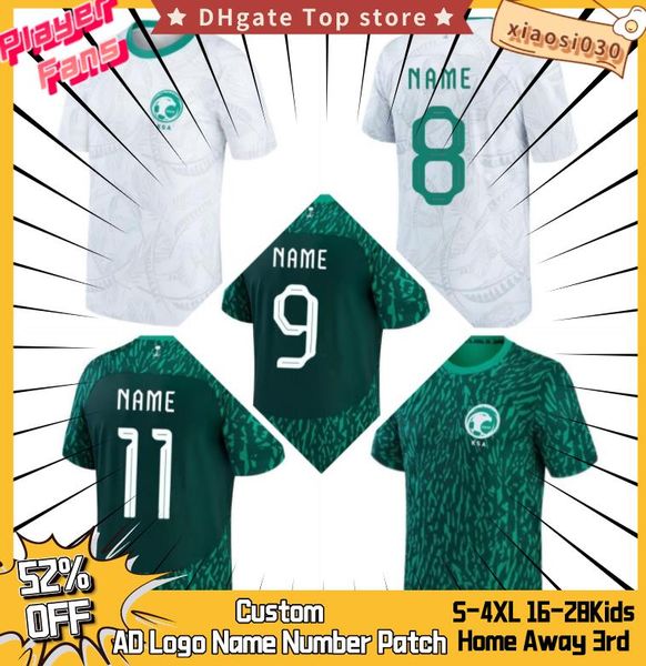 

2022 world cup saudi arabia soccer jerseys 2022 home away national team salem al dawsari abudullah alhamddan firas albirakan men kits 2022 f, Black;yellow