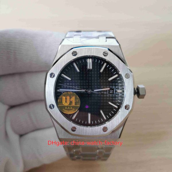 

items mens watch classic 41mm 15400 stainless steel sapphire watches transparent asia 2813 movement mechanical automatic men's wristwat, Slivery;brown