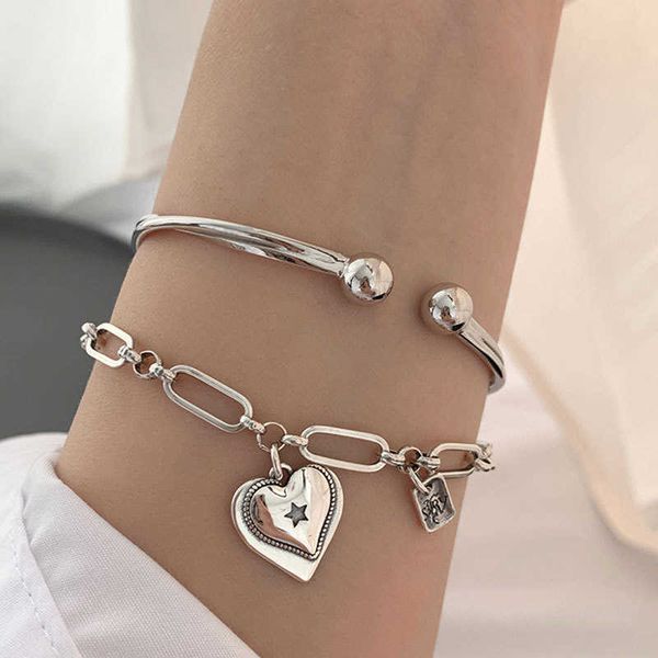 

beaded strands s925 sterling silver bracelet for women dents simple love bracelet jewelry wholesale l221012, Black
