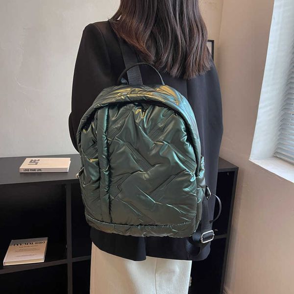 

purses versatile style cotton padded clothes women's bag 2022 autumn space down high volume youth backpack