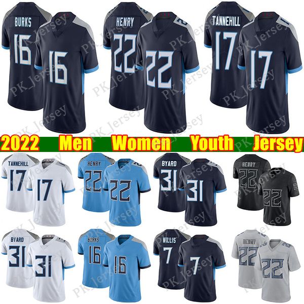 

fans tees 22 derrick henry 7 malik willis football jersey jeffery simmons robert woods treylon burks ryan tannehill kevin byard taylor lewa, Black