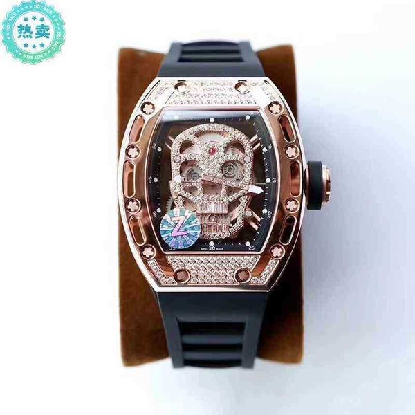 

luxury mens mechanics watches richa wristwatch zz diamond inlaid hollow leisure large dial automatic movement rm domestic watch skull men&#0