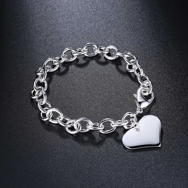 

beaded strands street all-match romantic love heart fashion 925 sterling silver bracelet for woman fine jewelry wedding party holiday gift l, Black