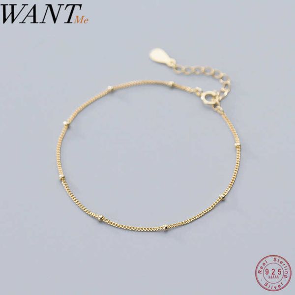 

beaded strands wantme fashion minimalist round bead link chain charm bracelet bangle for women genuine 925 sterling silver jewelry gift 2020, Black