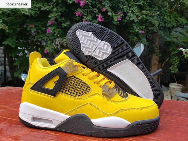 

4 lightning tour yellow dark blue grey white men basketball sports shoes good quality 4s jumpman athletic mens sneakers with box