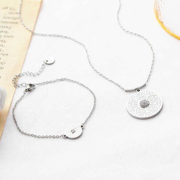 

beaded strands round flower crystal honey necklace pendant bracelet jewlery sets for women gift fahion 3dxio l221012, Black