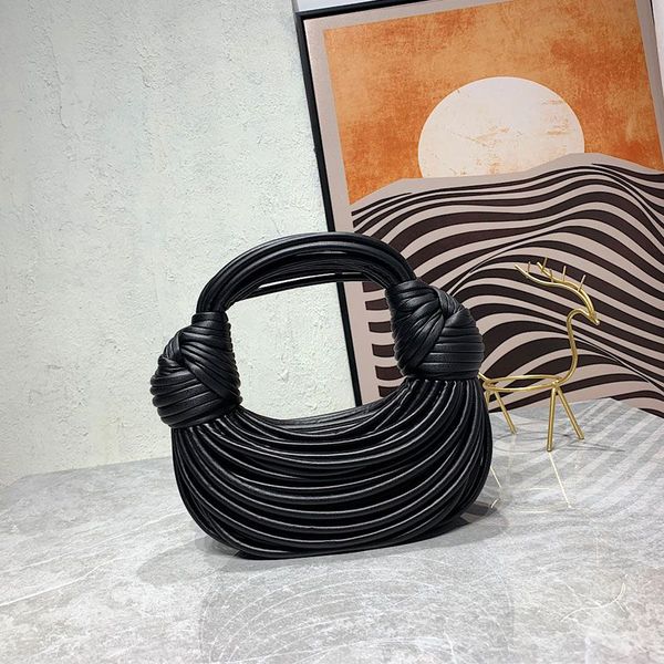 

noodles handbag double knot shoulder bag evening clutch tote purse fashion genuine leather lady hand bags zipper open plain women clutch new