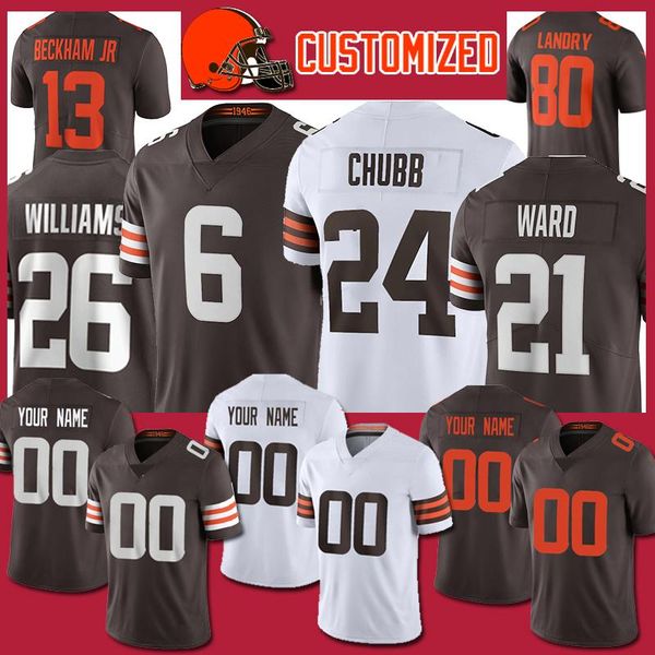 

college wear custom 13 odell beckham jr 6 baker mayfield nick garrett chubb jersey 31 andy janovich 42 karl joseph 44 sione takitaki 77 wyat, Black