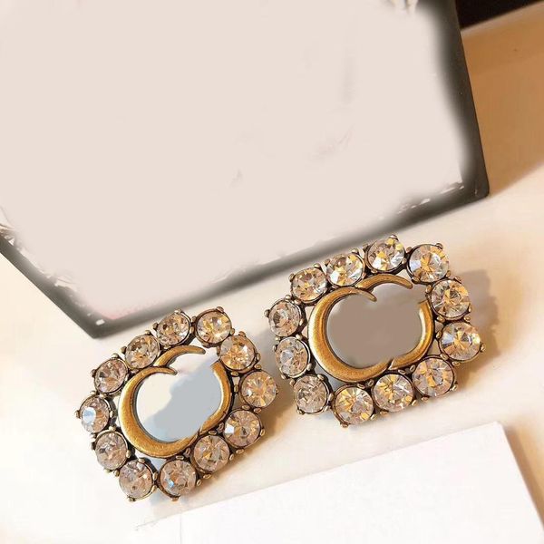 

full diamond classic style women designer studs retro color fashion luxury couple earrings, Golden;silver