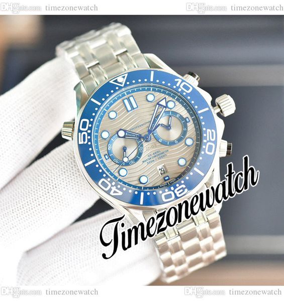 

44mm dive 300m automatic mens watch 210.30.44.51.06.001 gray texture dial blue bezel stainless steel bracelet no chronograph new watches two, Slivery;brown