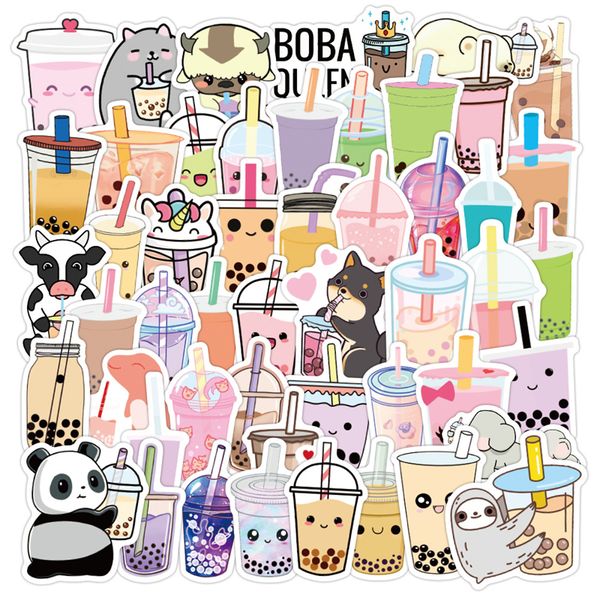 

50 pcs boba tea stickers bubble tea pearl milk sticker vinyl waterproof lapbumper water bottles computer adults kids teens w1093