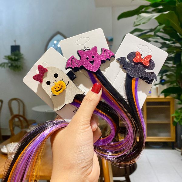 

halloween decoration cute fluttering hairpin cartoon ghost gifts glitter halloween festival headdress mini witch cosplay hair ornaments clip, Black;brown