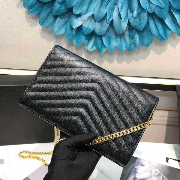

european and american fashion chain hand female caviar woc envelope messenger classic shoulder multi-function card bag