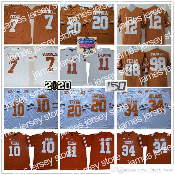 

american college football wear ncaa 150th texas longhorns college football wear 11 sam ehlinger 7 shane buechele 10 vince young 20 earl camp, Black
