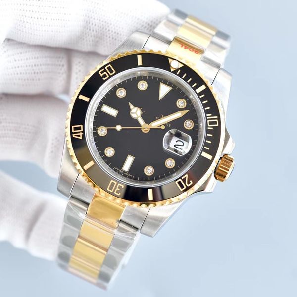 

with original box men's watch classic collection 40mm clasp automatic sliding movement 2813 stainless steel bracelet. waterproof lumino, Slivery;brown