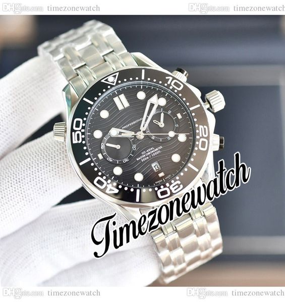 

44mm dive 300m automatic mens watch 210.30.44.51.01.001 black texture dial stainless steel bracelet no chronograph new watches twom timezone, Slivery;brown