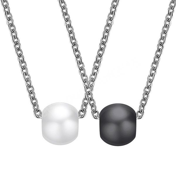 

fashion silver color necklace stainless steel simple white black ceramic pendant necklace for women jewelry party gifts