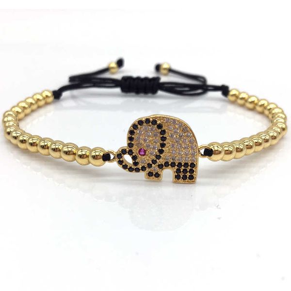 

beaded strands 2020 new trendy elephant charm bracelet for women cute handmade weave pave cubic zirconia bead bracelet women jewelry gift l2, Black