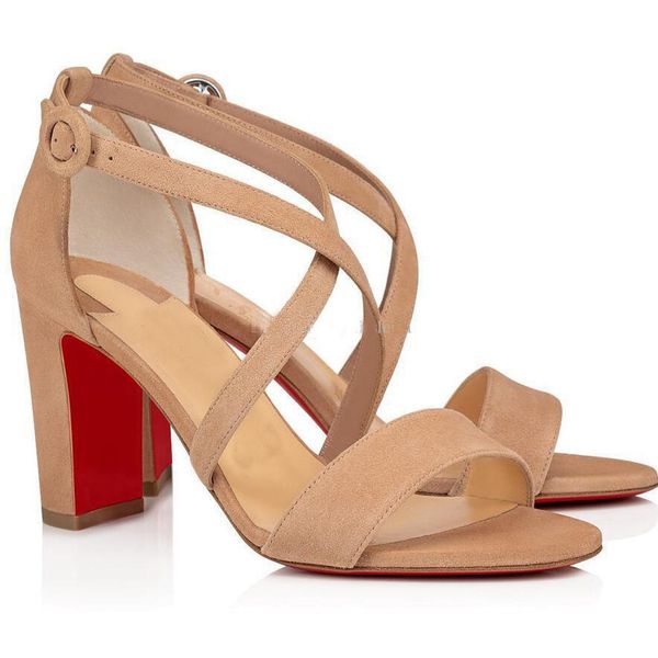 

lady loubi bee women's sandals red botto shoes chunky heels dress party nice perfect summer cross sandalias nude black white