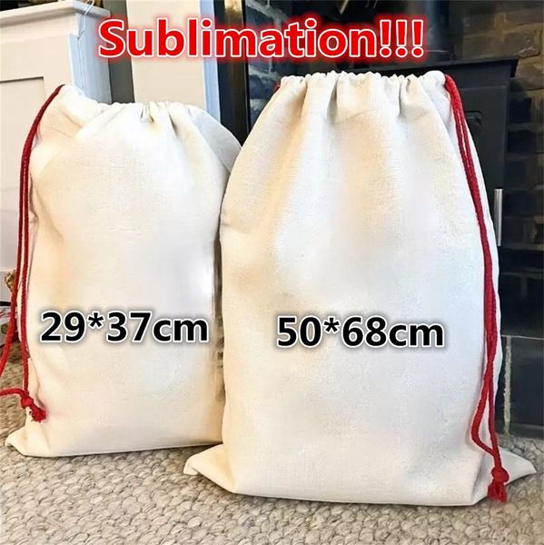 

sublimation blank santa sacks christmas decorations diy personlized drawstring bag christmas gift bags pocket heat transfer 50x68cm/29x37cm