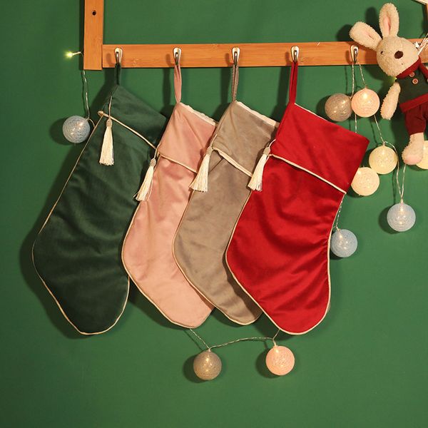 

fashion christmas stockings solid color soft velvet gift socks 1223313