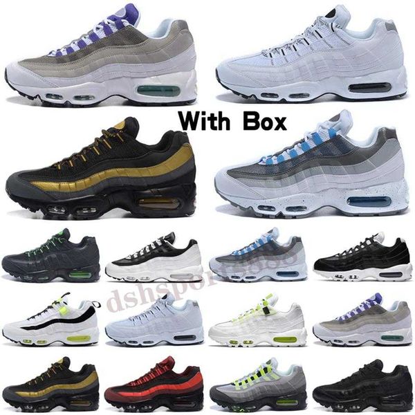 

og mens run shoes 95s gold bred gym red laser fuchsia gradient white blue classic black men sports tn sneakers237j