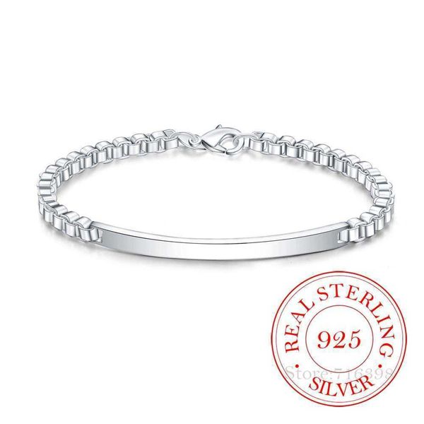 

beaded strands 925 sterling silver bracelet korean middle brand box charm bracelets bangles chains for men and women fine jewelry party gift, Black