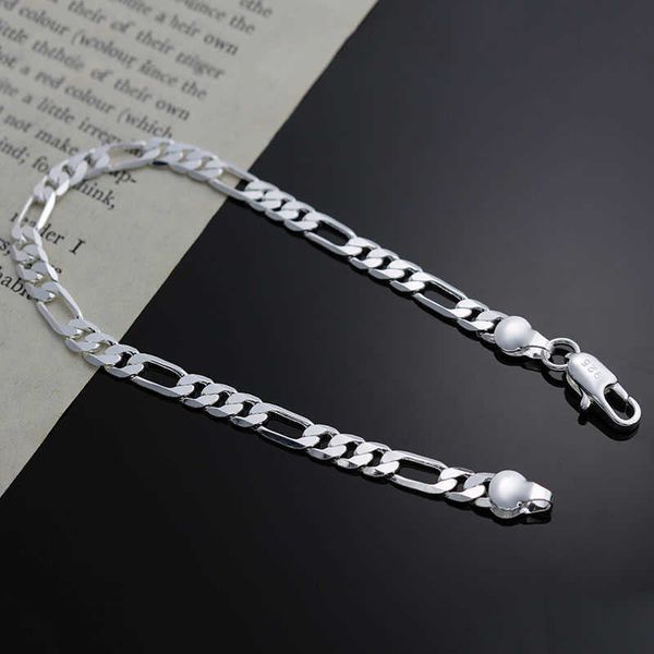 

beaded strands classic charms 4mm sideways chain 925 sterling silver bracelet for woman fashion jewelry wedding accessories party gifts l221, Black