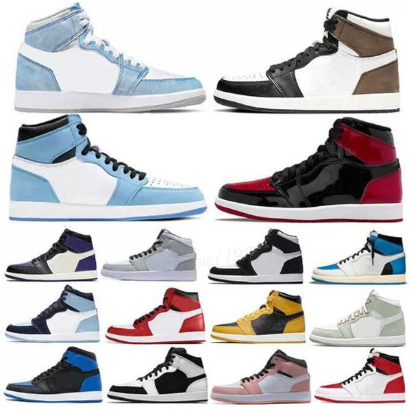 

custom 1 1s mens basketball shoes dark marina blue mocha patent bred brotherhood silver toe black white rust pink mid light smoke grey