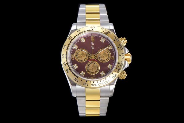

with original box fashion men's watch 40mm datejust automatic mechanical movement men's watches gold dial stainless steel strap sp, Slivery;brown